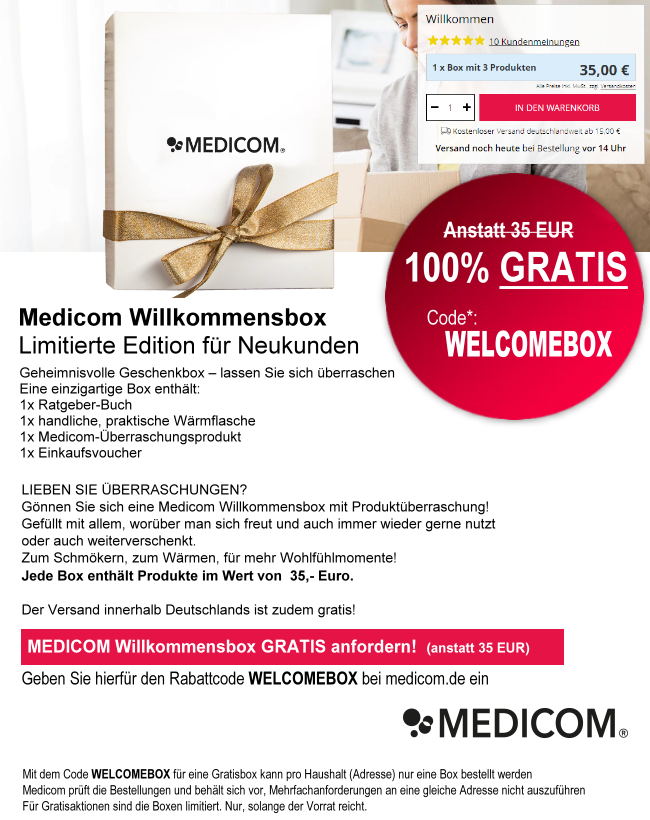 MEDICOM WILLKOMMENSBOX 100% Gratis! (anstatt 35€)